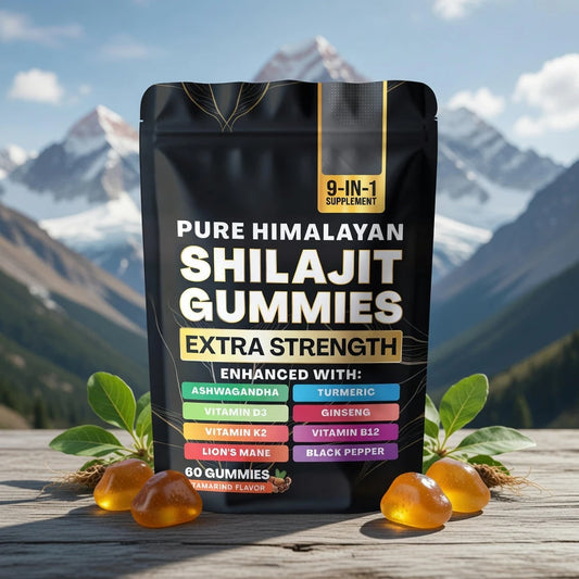 Shilajit Gummies with Ashwagandha, Turmeric, Lion's Mane and Vitamins for Sustained Energy - 2000 Mg