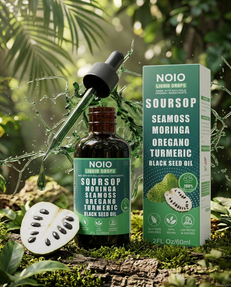Soursop Sublingual Elixir Liquid Drops — 10-in-1 with Irish Sea Moss, Moringa, Turmeric, Oregano, Chlorophyll & Black Cumin Seed Oil