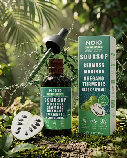 Soursop Sublingual Elixir Liquid Drops — 10-in-1 with Irish Sea Moss, Moringa, Turmeric, Oregano, Chlorophyll & Black Cumin Seed Oil