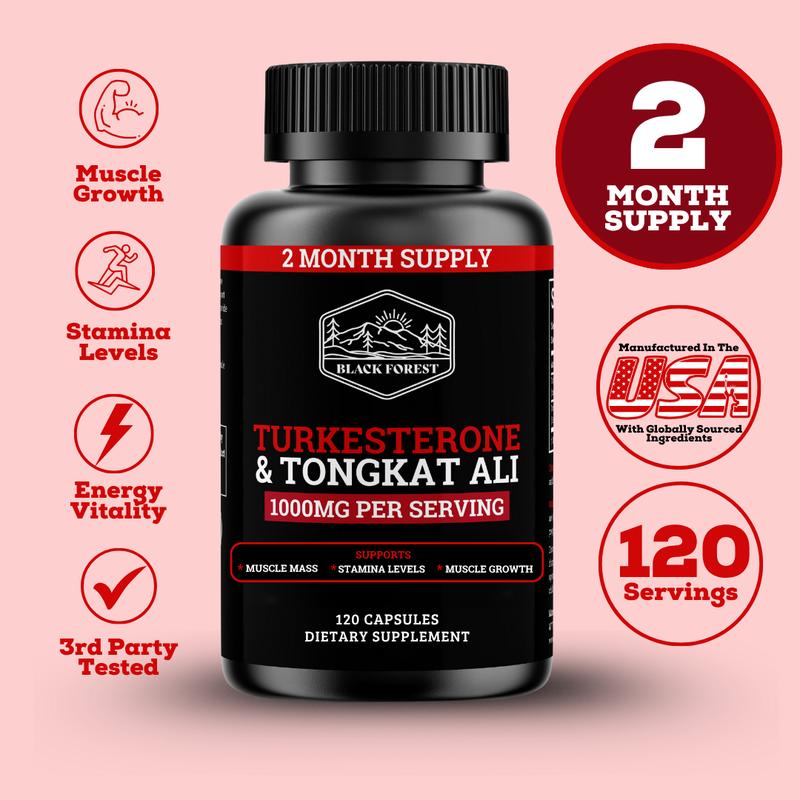 Turkesterone & Tongkat Ali 1000mg - Premium Herbal Performance Supplement