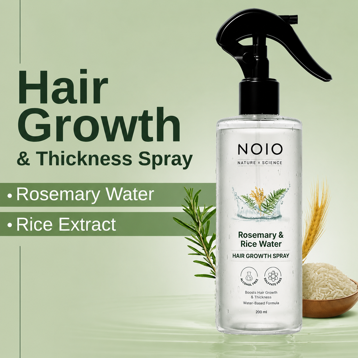 Rosemary & Rice Water Hair Growth Spray 200 ml Bottle
