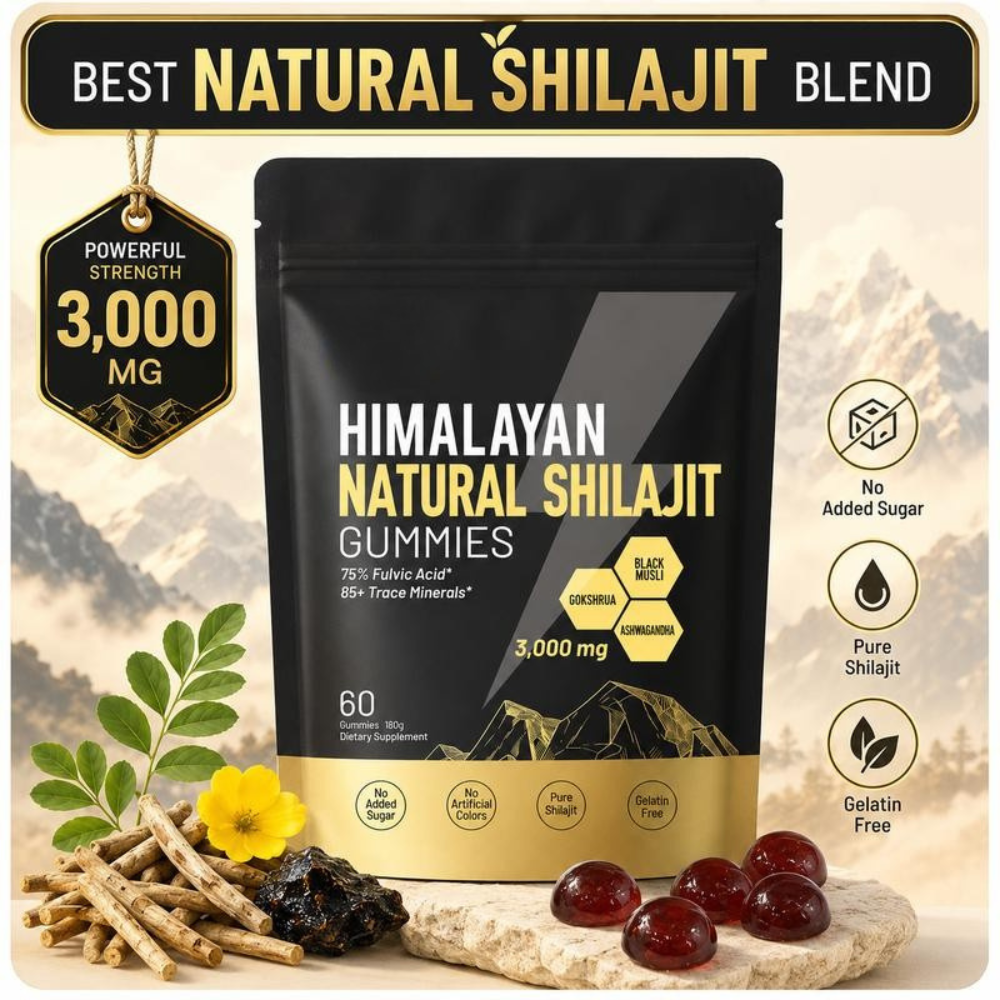 Himalayan Natural Shilajit Gummies 3000mg – Energy, Stamina & Vitality Support