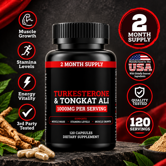Turkesterone & Tongkat Ali 1000mg - Premium Herbal Performance Supplement